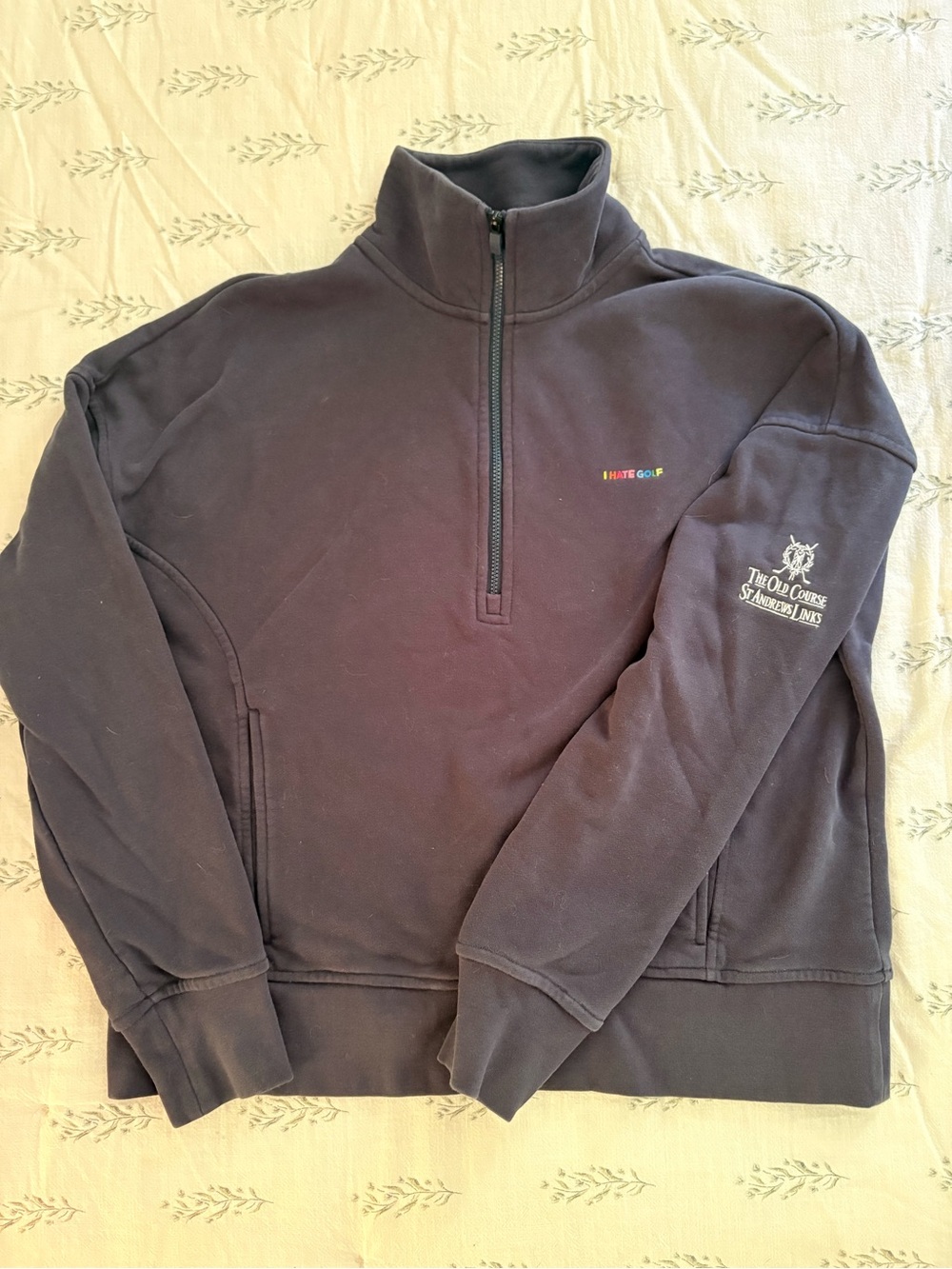 “I Hate Golf” St. Andrews Navy Quarter-Zip Pullover Sweatshirt